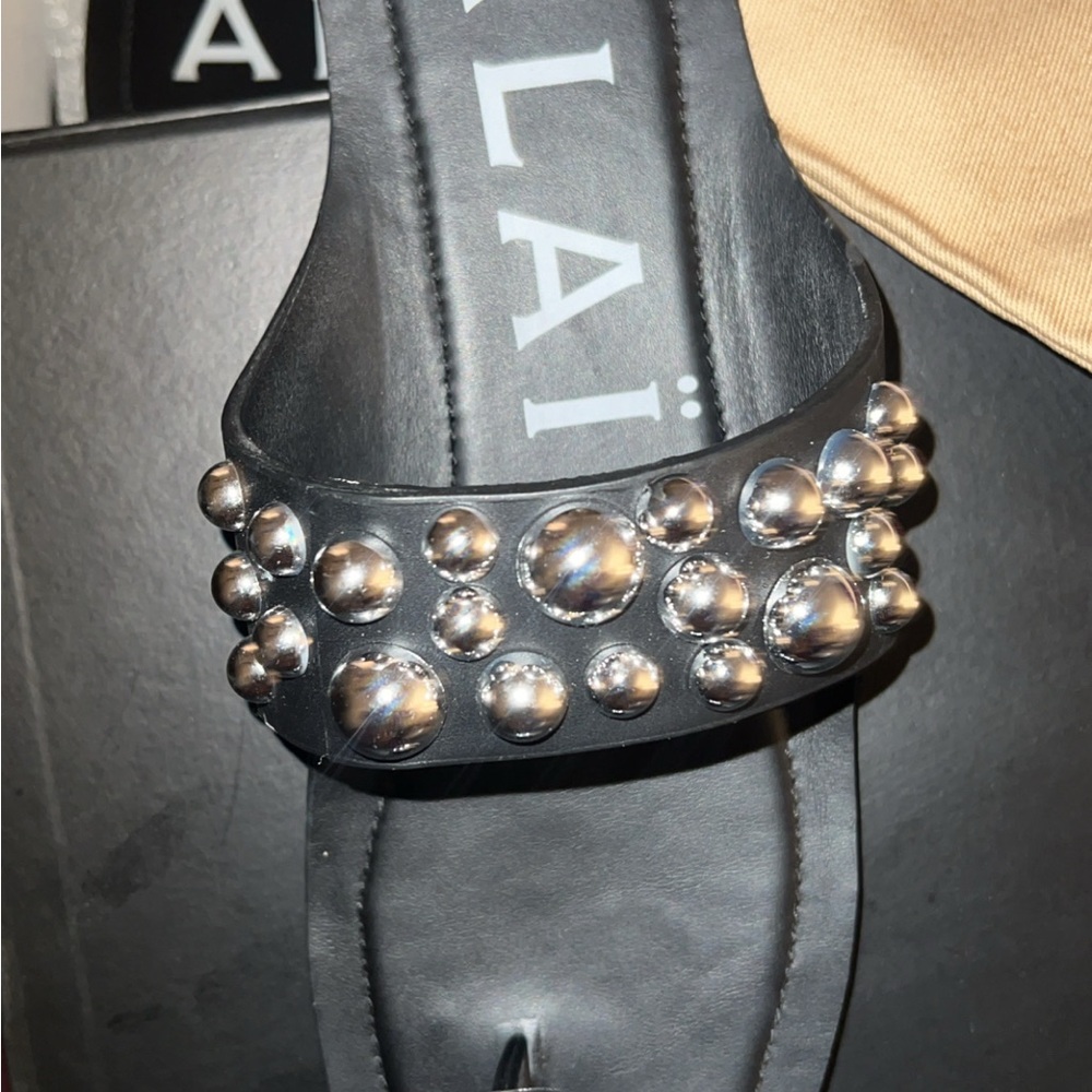 Alaia Black Sandals with Metallic Studs